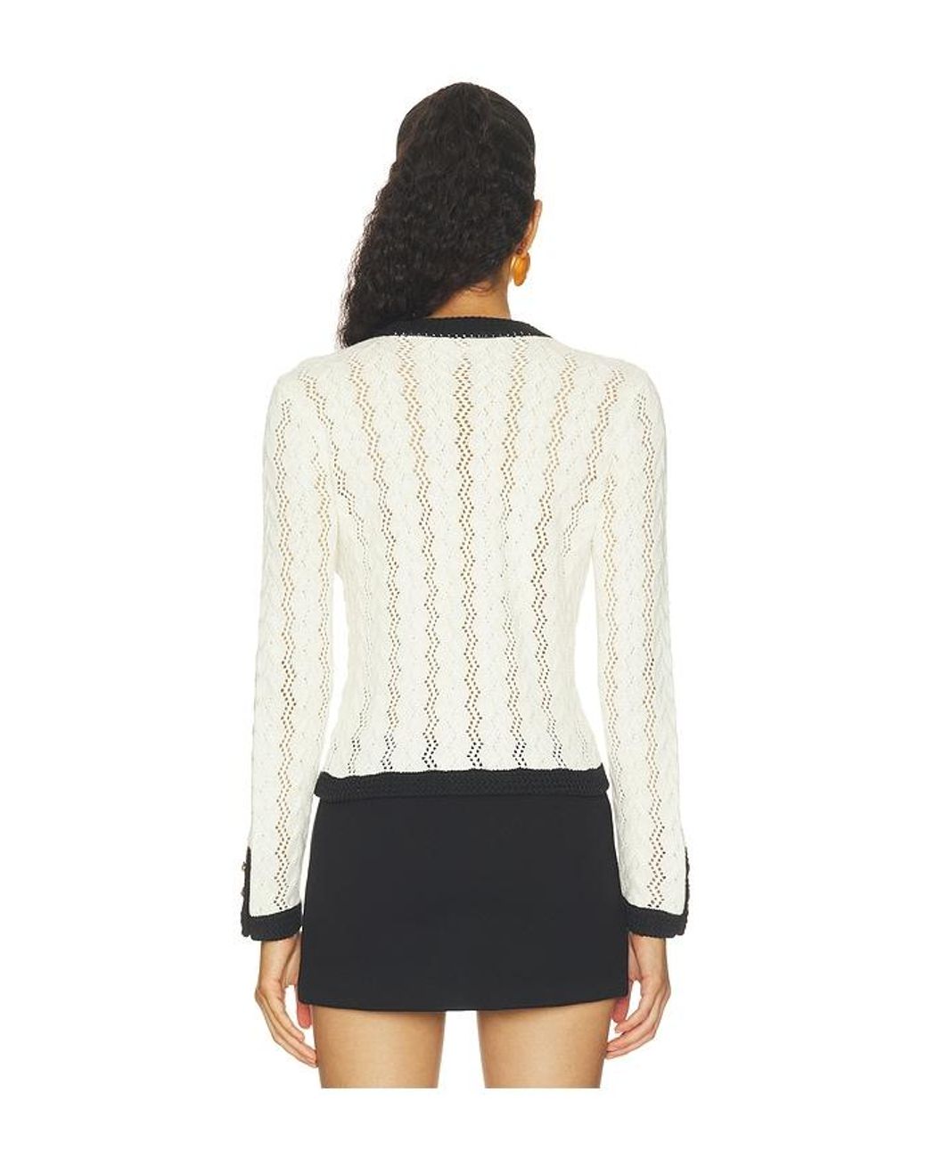 L'Agence White Zephyra Pointelle Cardigan