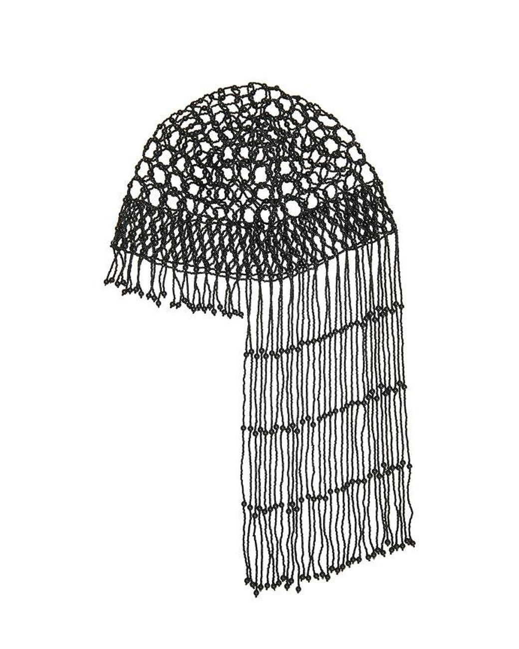Lovers + Friends Black Liza Beaded Hat