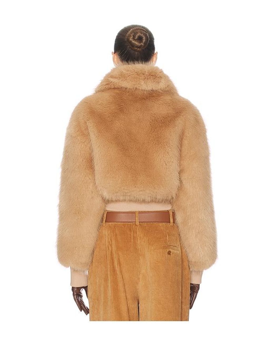Helsa Natural Faux Fox Bomber Jacket