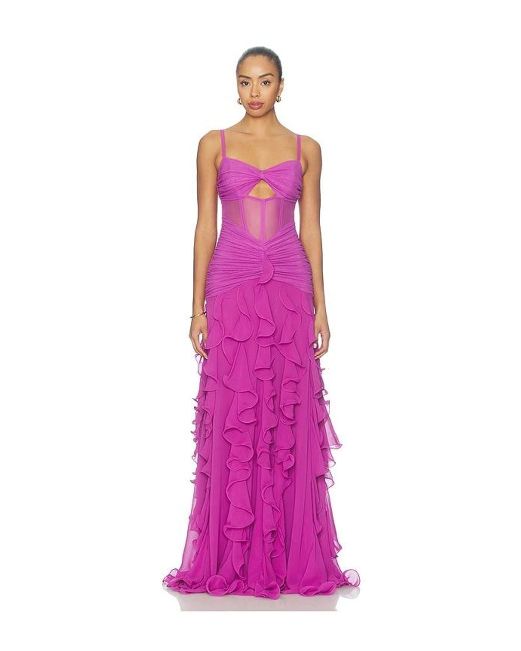 PATBO Pink Chiffon Gloria Long Dress