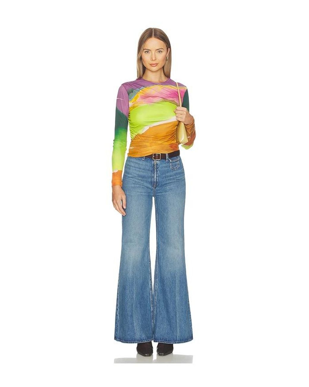Ulla Johnson Blue Paradis Ruched Jersey Top