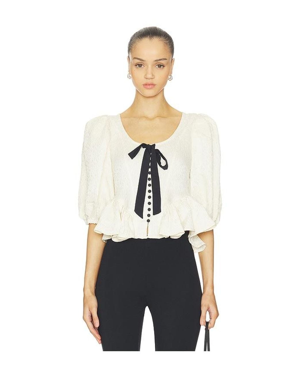 Free People White Pamela Bow Top