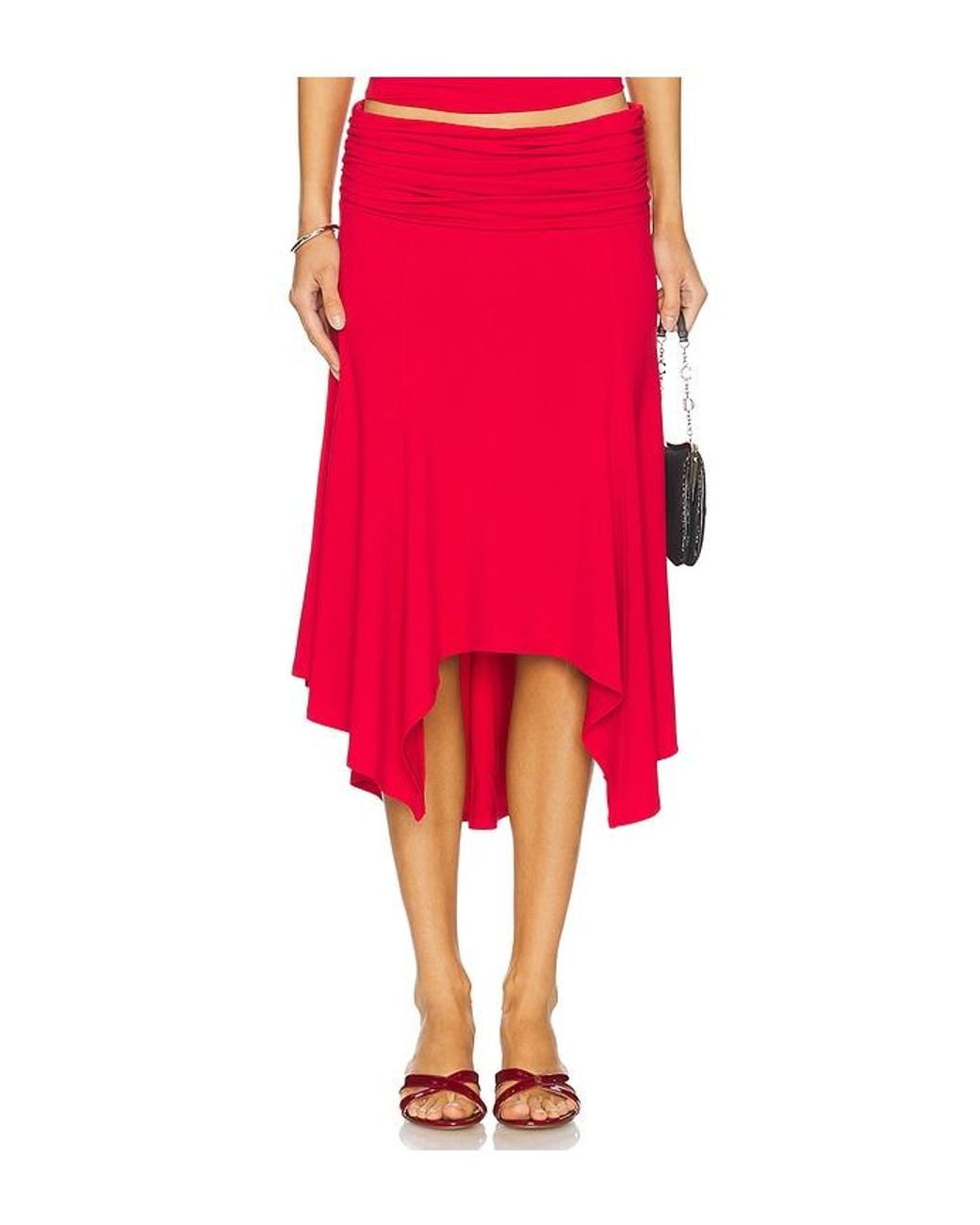 GUIZIO Red Soffiano Skirt