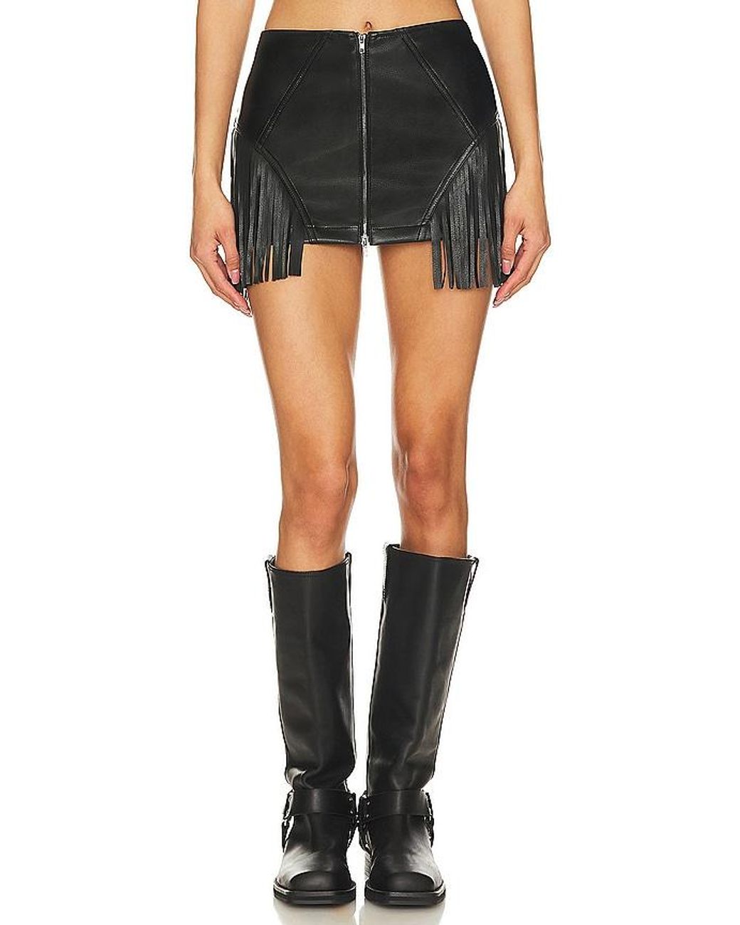 superdown Black Riley Faux Leather Skirt