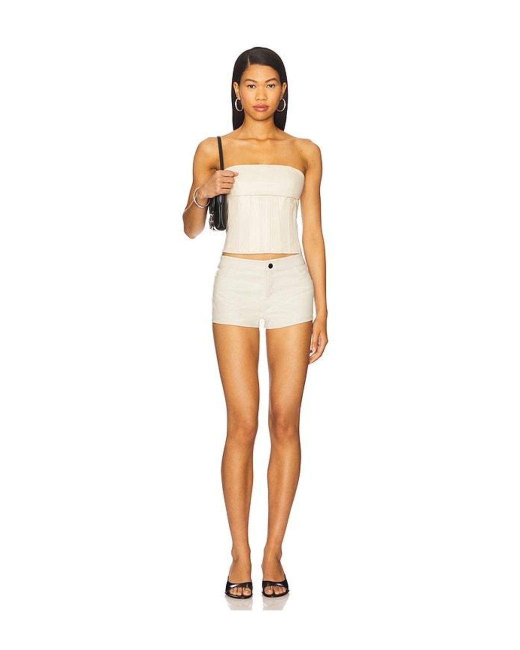 superdown White Gianna Faux Leather Shorts