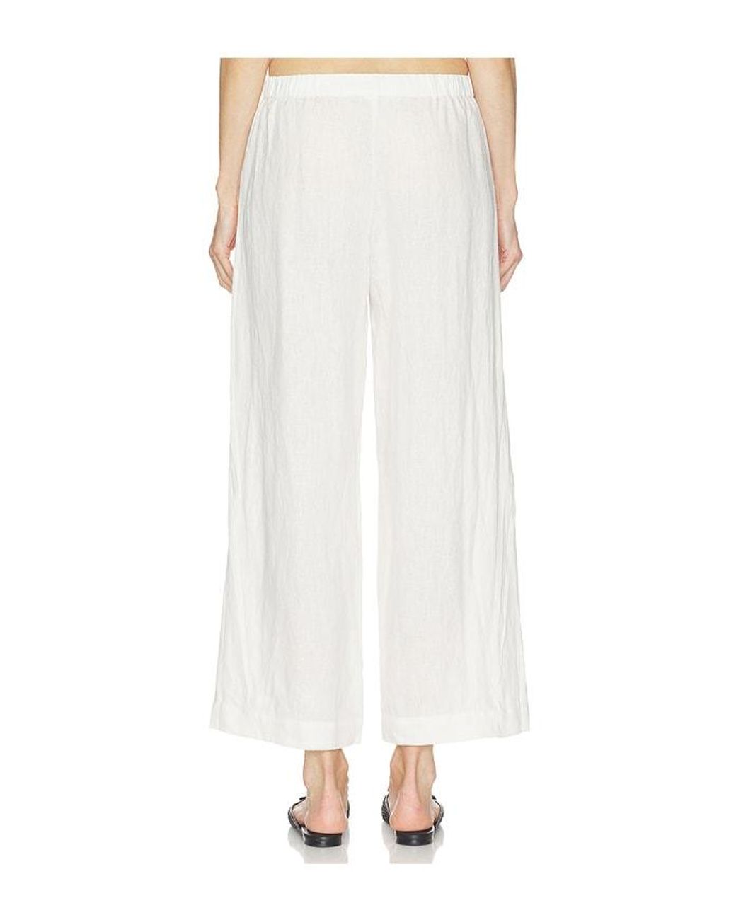 Velvet By Graham & Spencer White Lola Woven Linen Pant