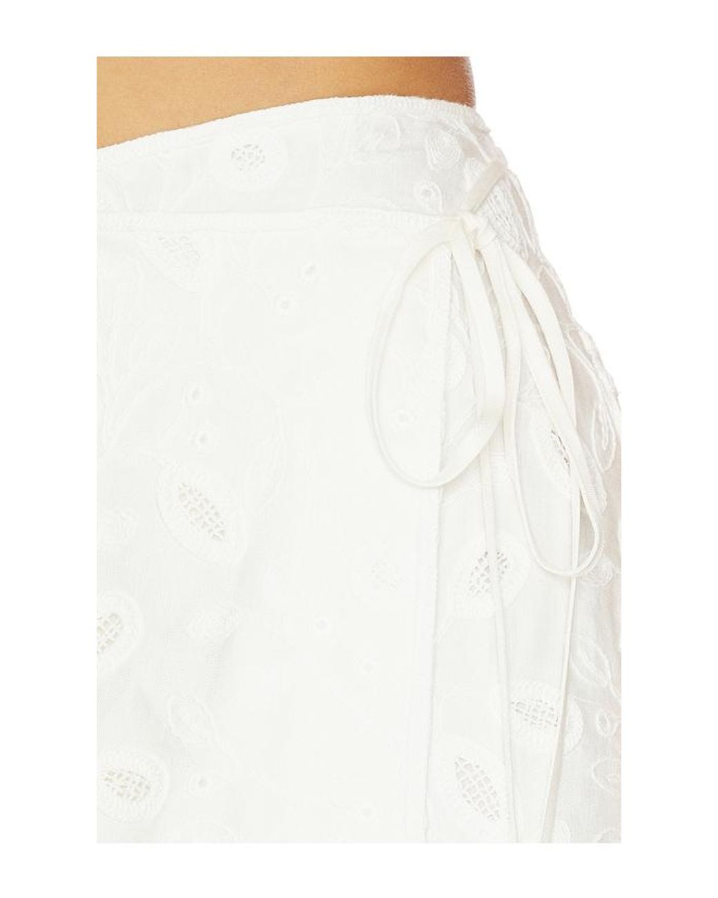 Jonathan Simkhai White Delaney Embroidered Linen Mini Skirt