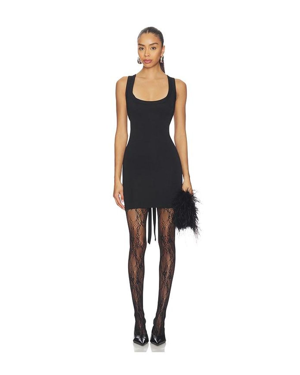 The Attico Black Belted Mini Dress