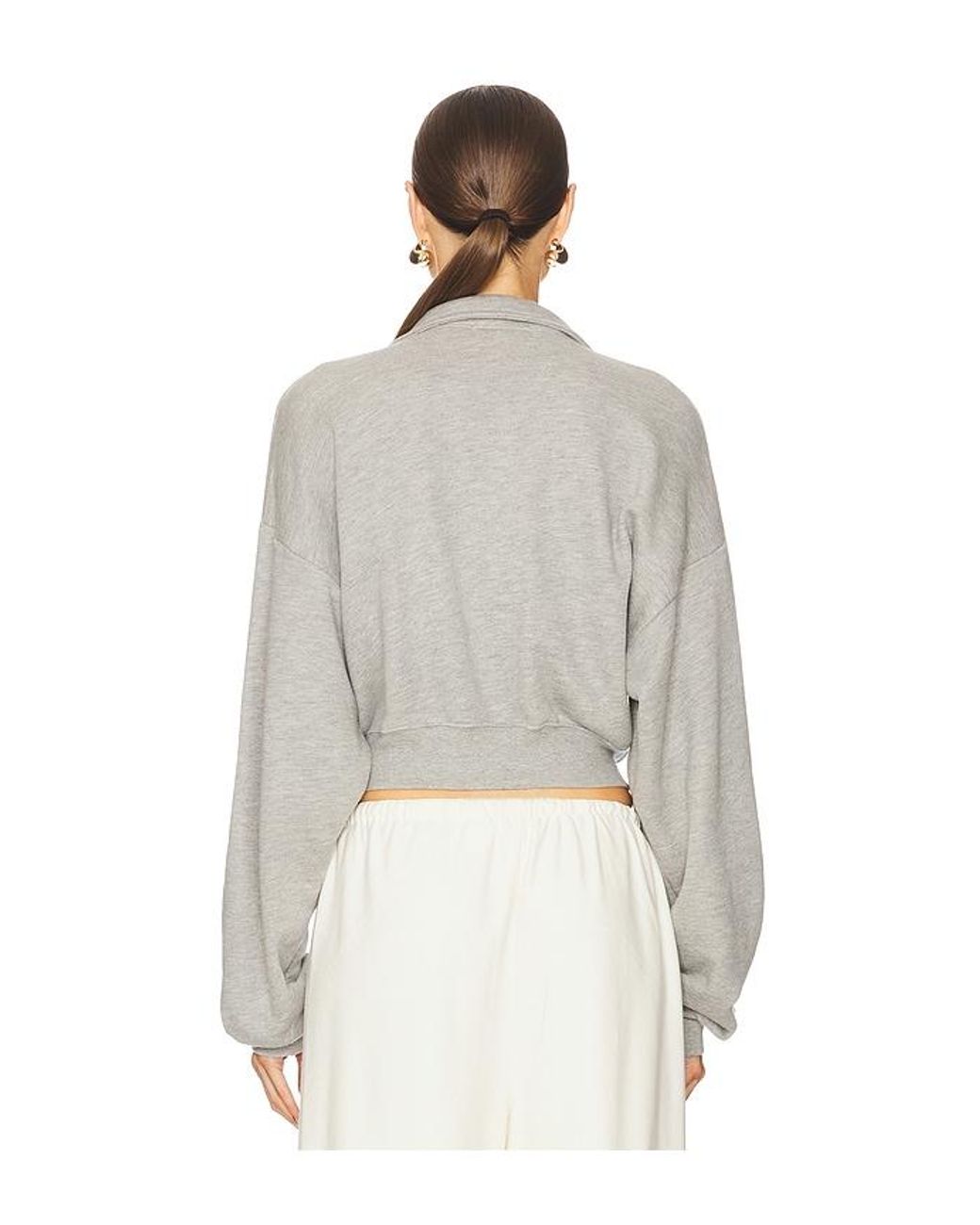 ÉTERNE White Cropped Half Zip Sweatshirt