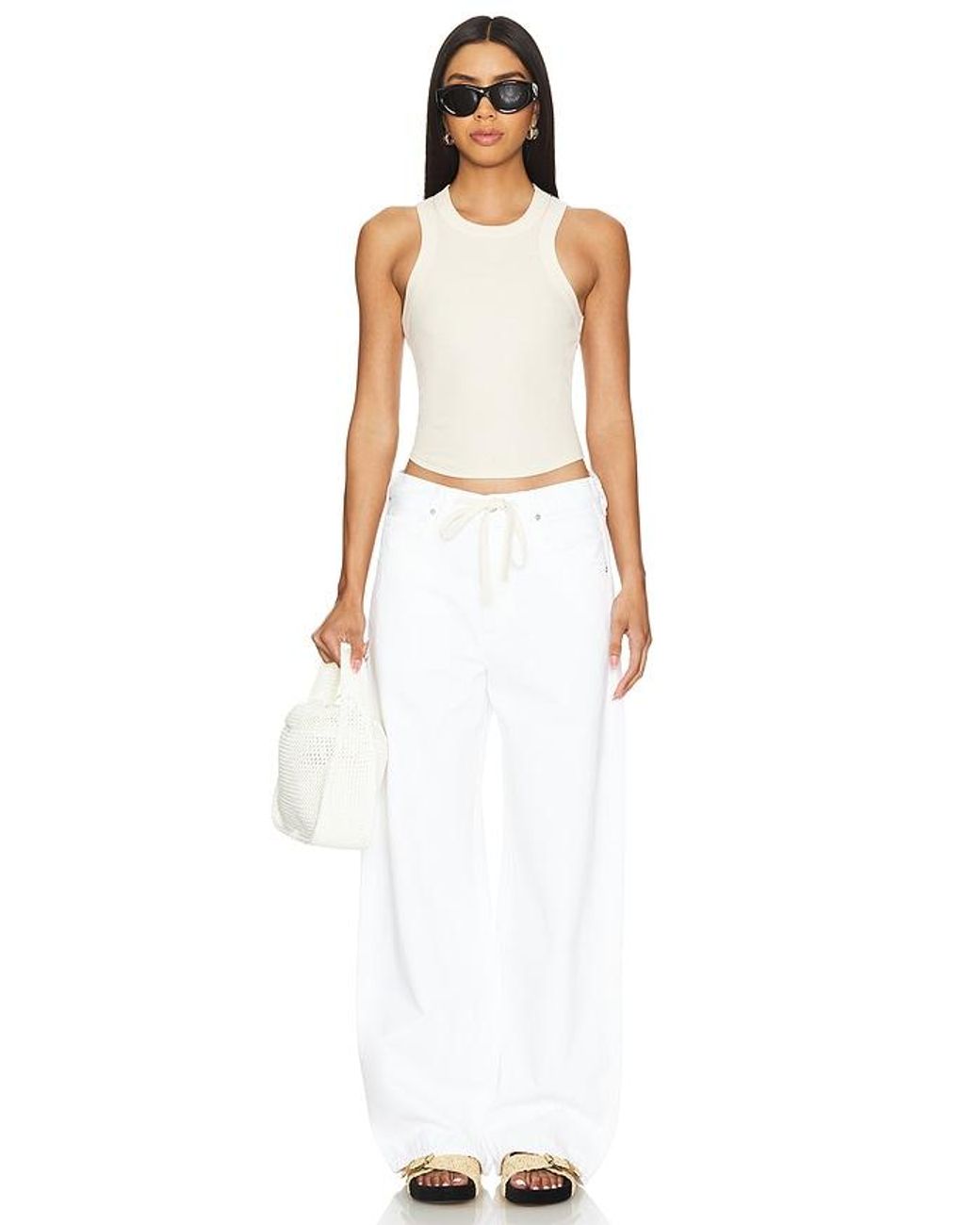 Citizens of Humanity White Brynn Drawstring Wide Leg Jeans