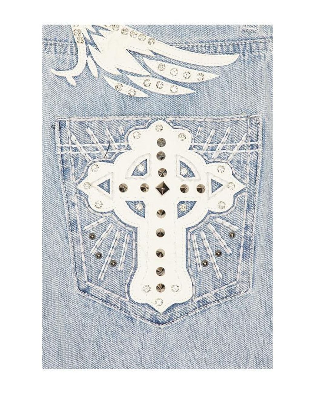 Jaded London Blue Applique Cross Xl Colossus Jeans for men