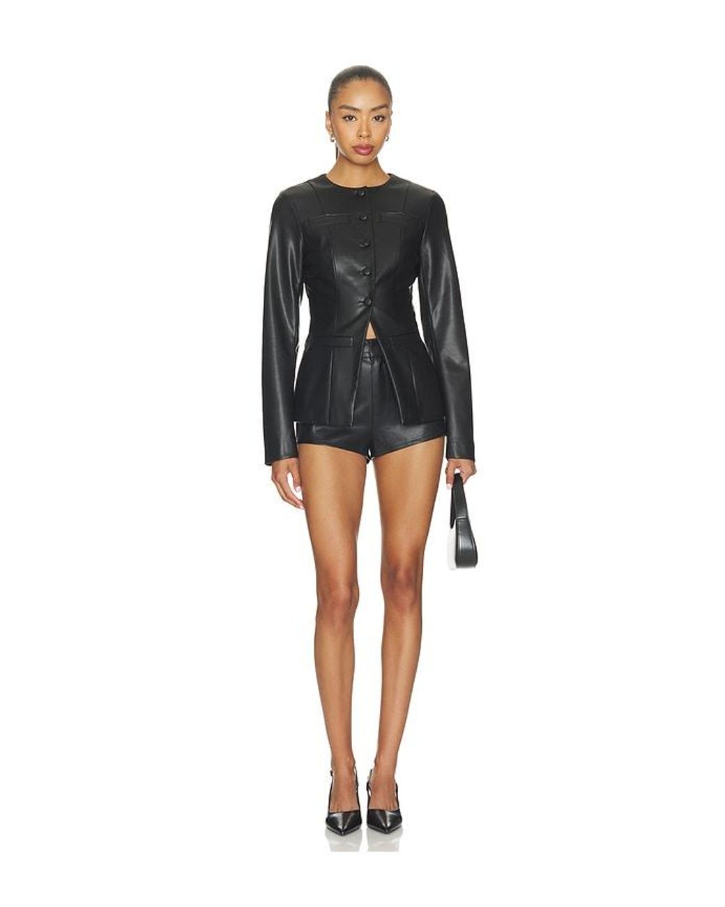 ALL THE WAYS Blue Vandelia Faux Leather Short