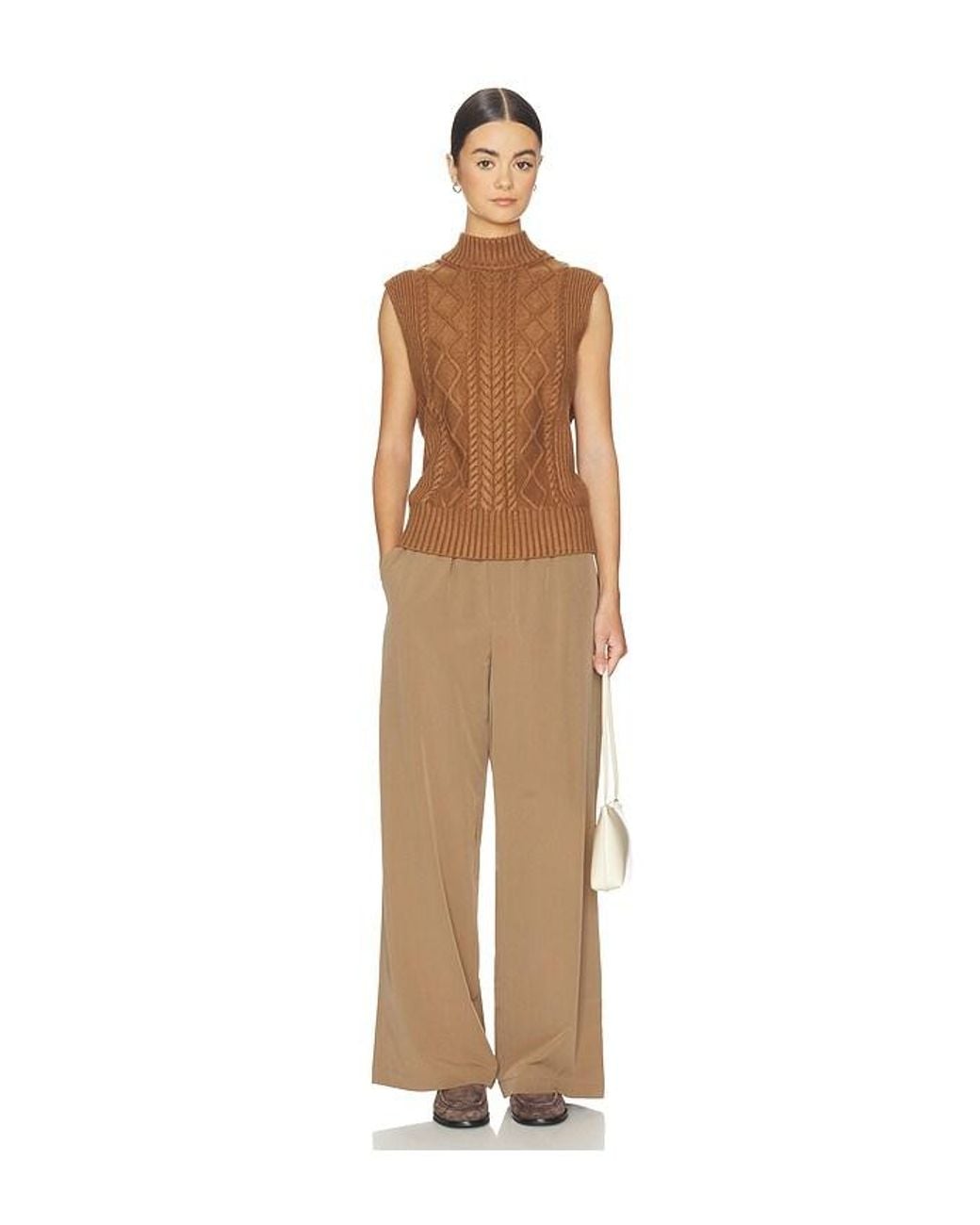 Varley Brown Joilette Roll Neck Vest Top