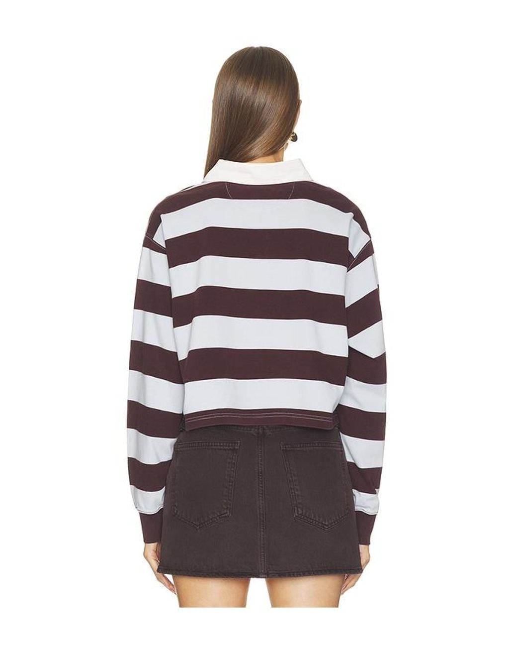 GOOD AMERICAN Multicolor The Cropped Rugby Polo Shirt