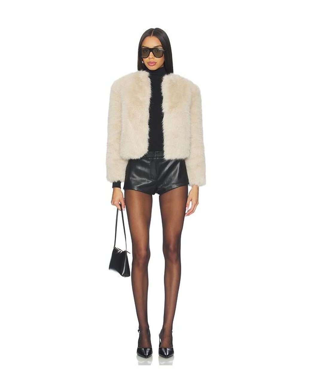 Lovers + Friends Black Delaney Faux Leather Micro Short