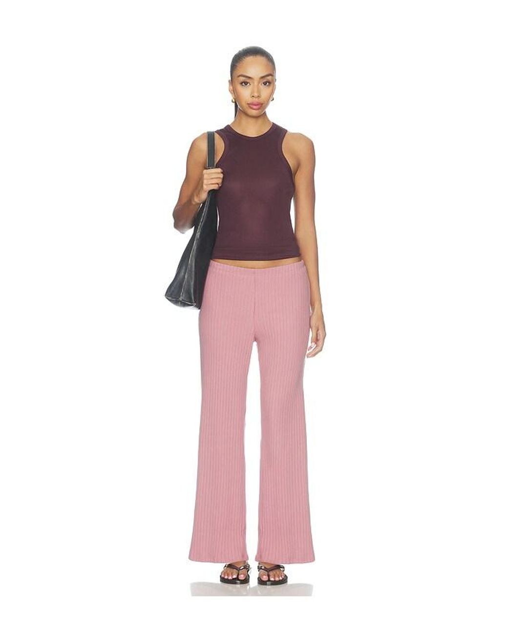DONNI. Pink The Sweater Rib Simple Pant