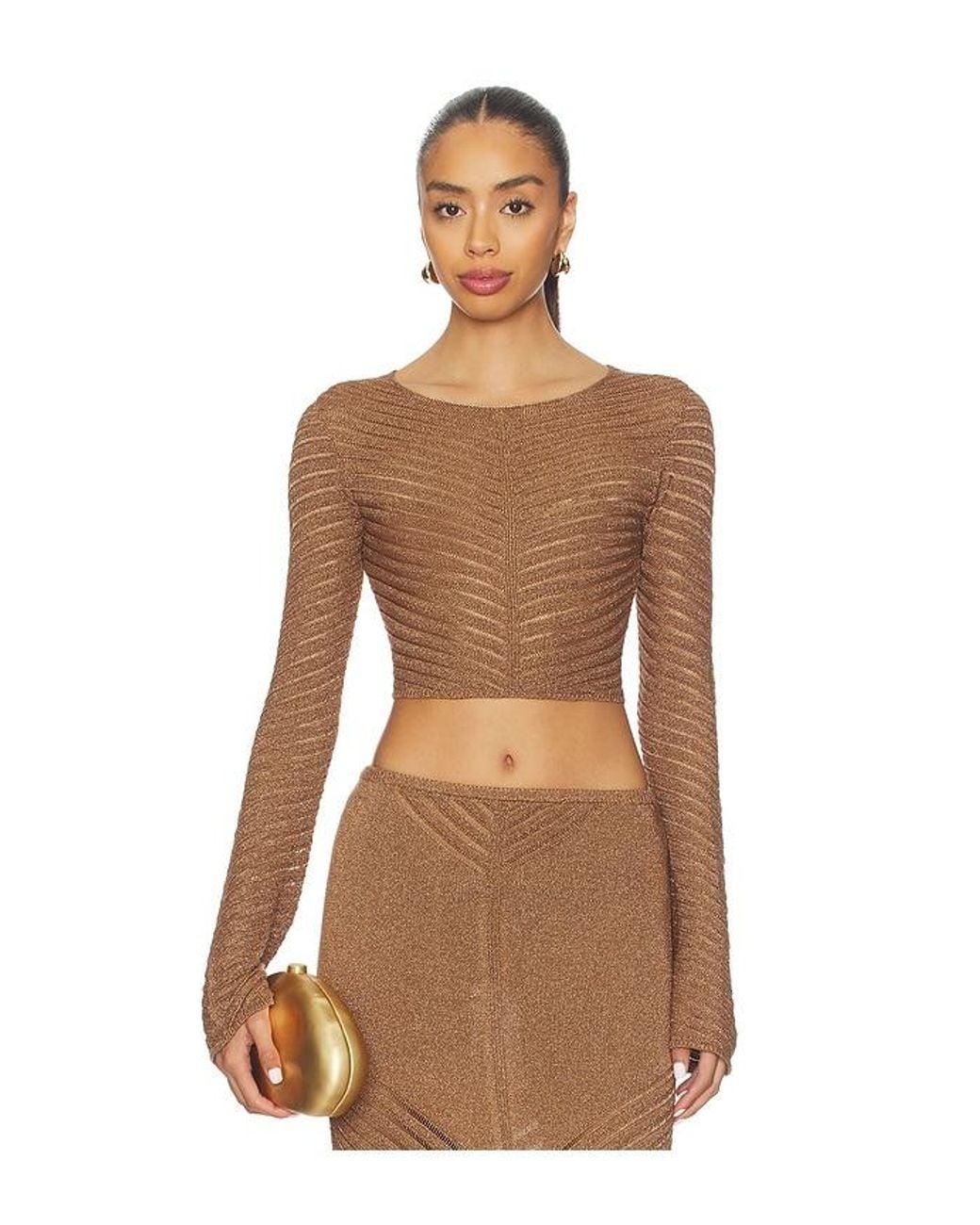 Devon Windsor Brown Raya Metallic Top