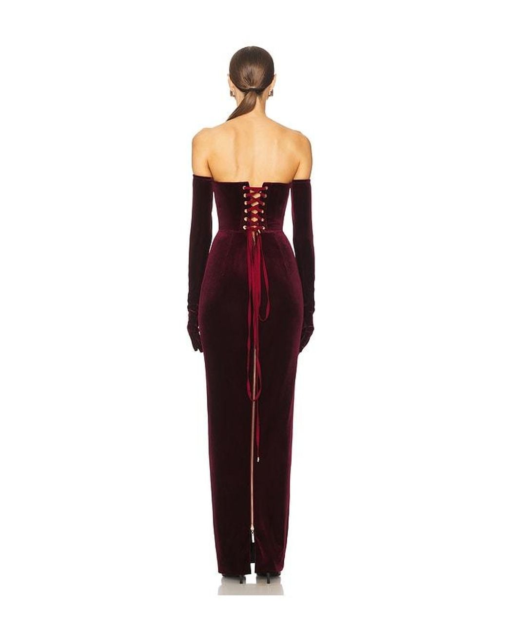 Bronx and Banco Red Florentina Strapless Velvet Gown