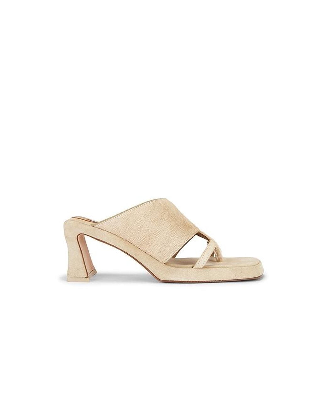 Miista White Trisha Pony Asymmetric Thong Sandal