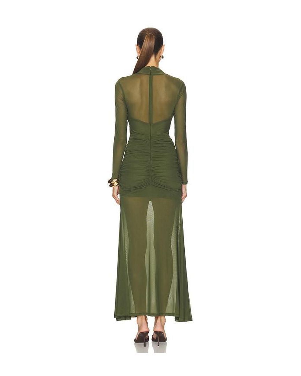 Bardot Green Veria Wrap Mesh Maxi Dress