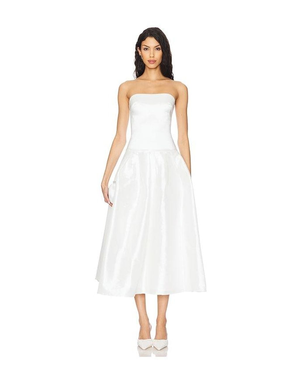 MORE TO COME White Cambria Strapless Dress