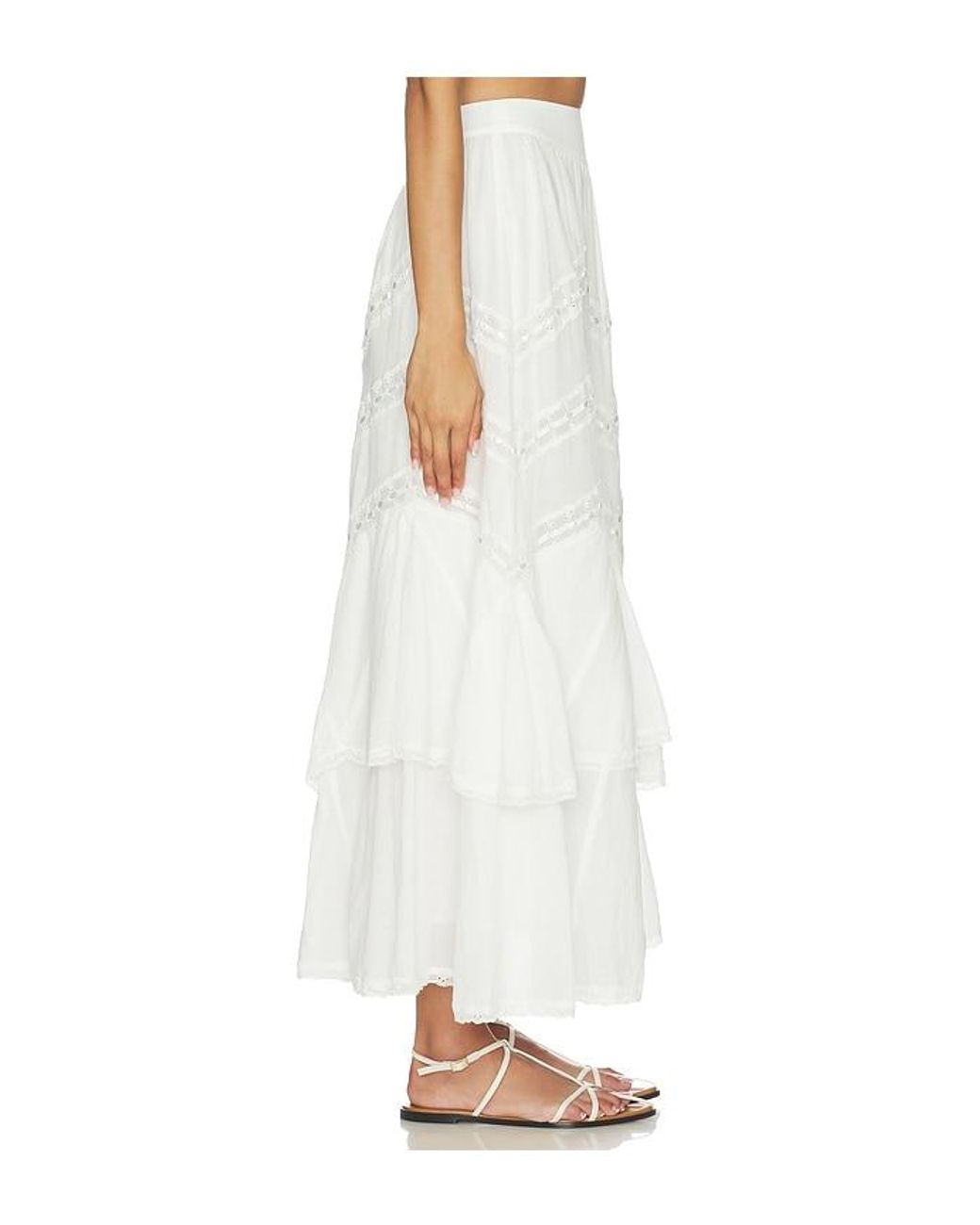 For Love & Lemons White Lou Maxi Skirt