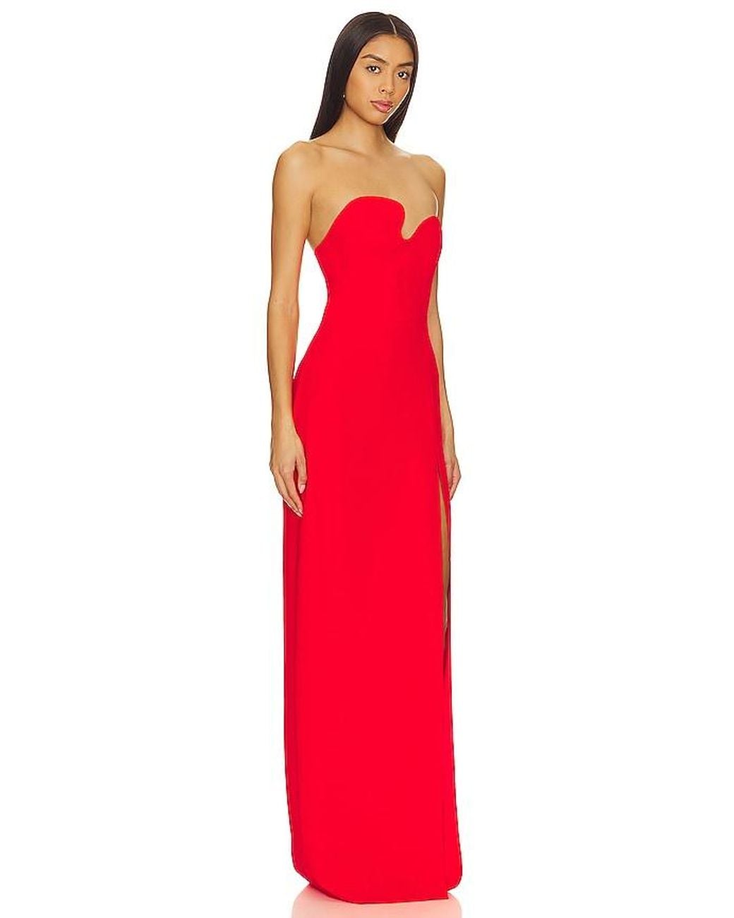 Amanda Uprichard Red X Revolve Strapless Puzzle Gown