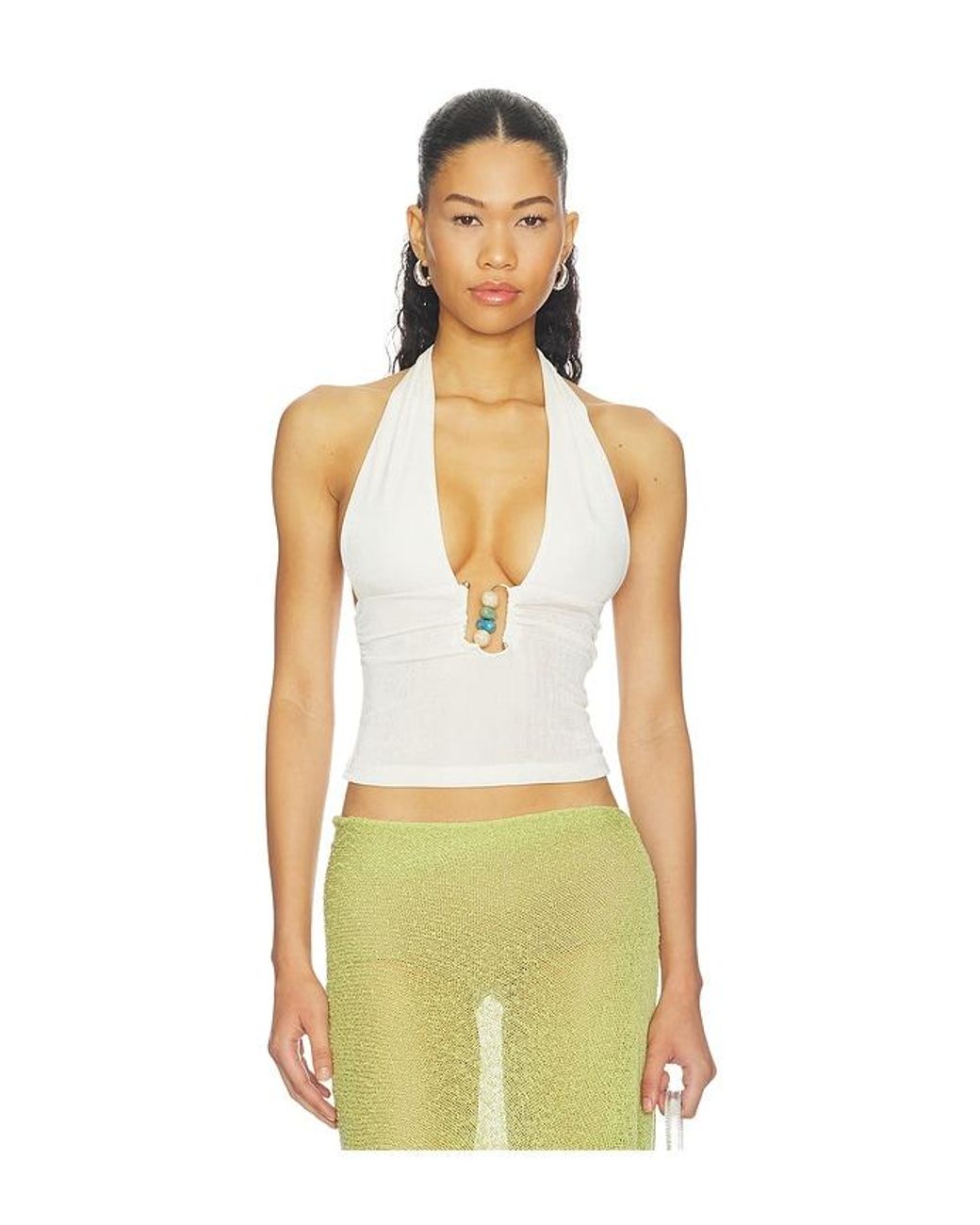 superdown White Starling Halter Top