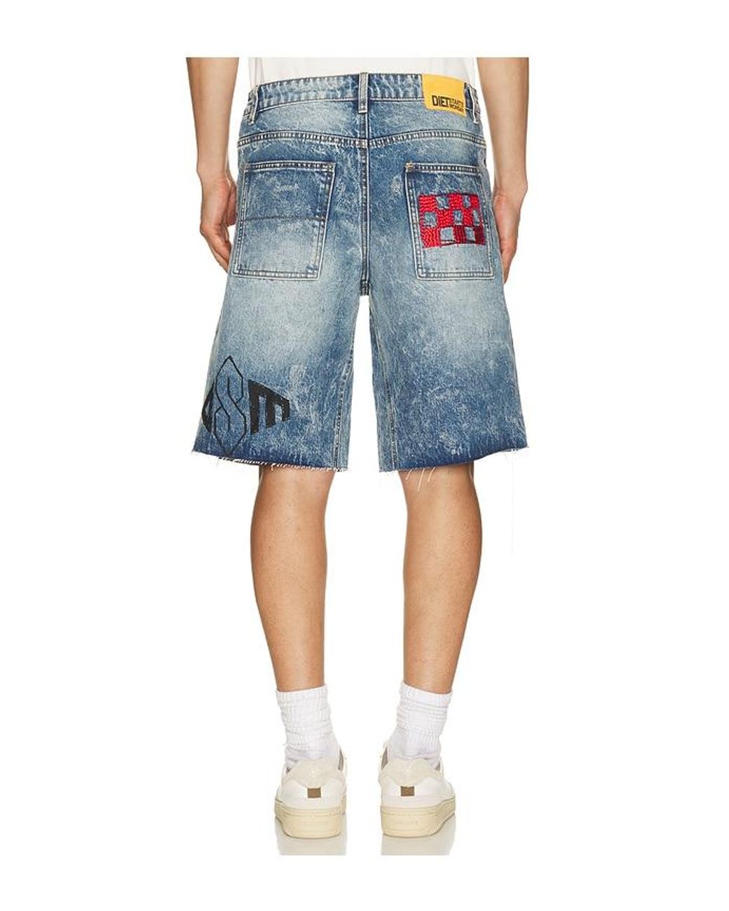 DIET STARTS MONDAY Blue Doodle Denim Shorts for men
