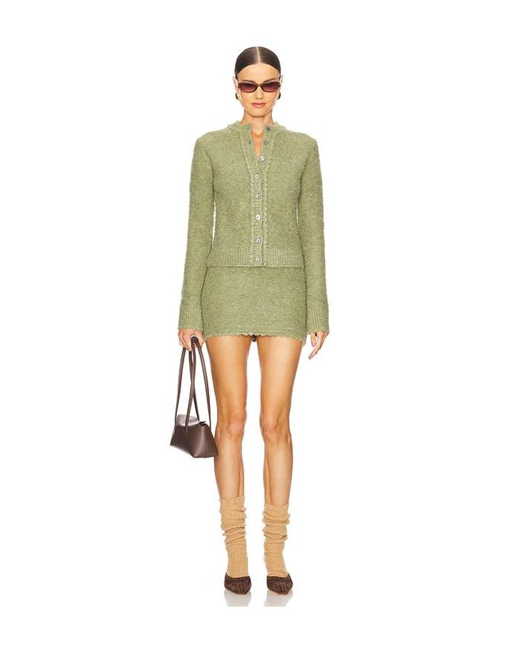 GUIZIO Green Palmyra Knit Mini Skirt