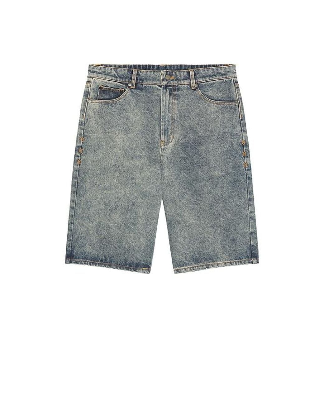 Daily Paper Blue Compact Shield Embroidery Denim Shorts for men