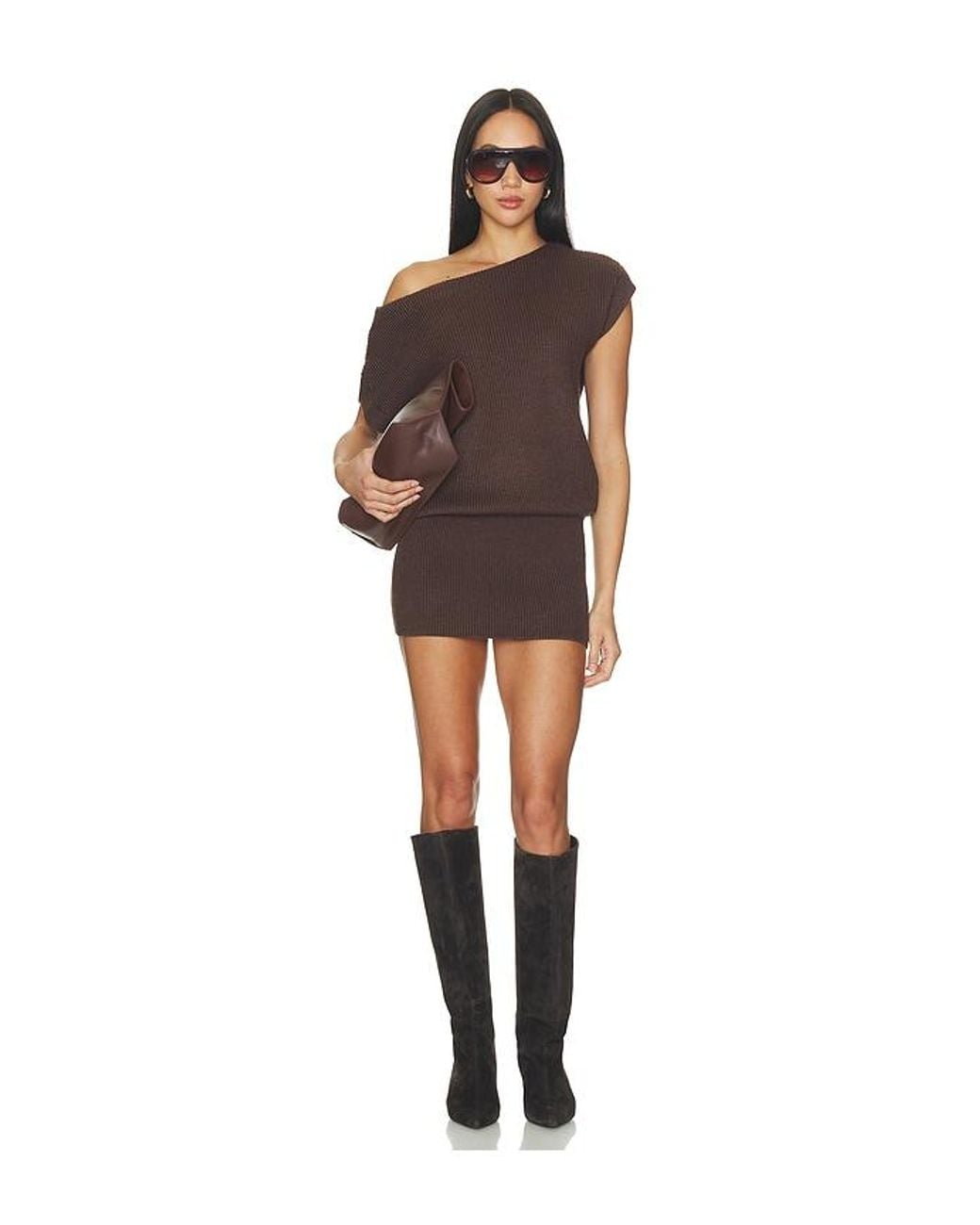 Lovers + Friends Brown Caydin One Shoulder Dress