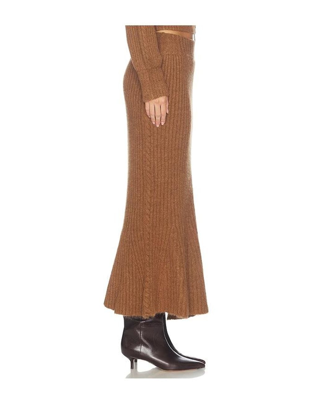 AMUR Brown Elsie Cable Knit Skirt
