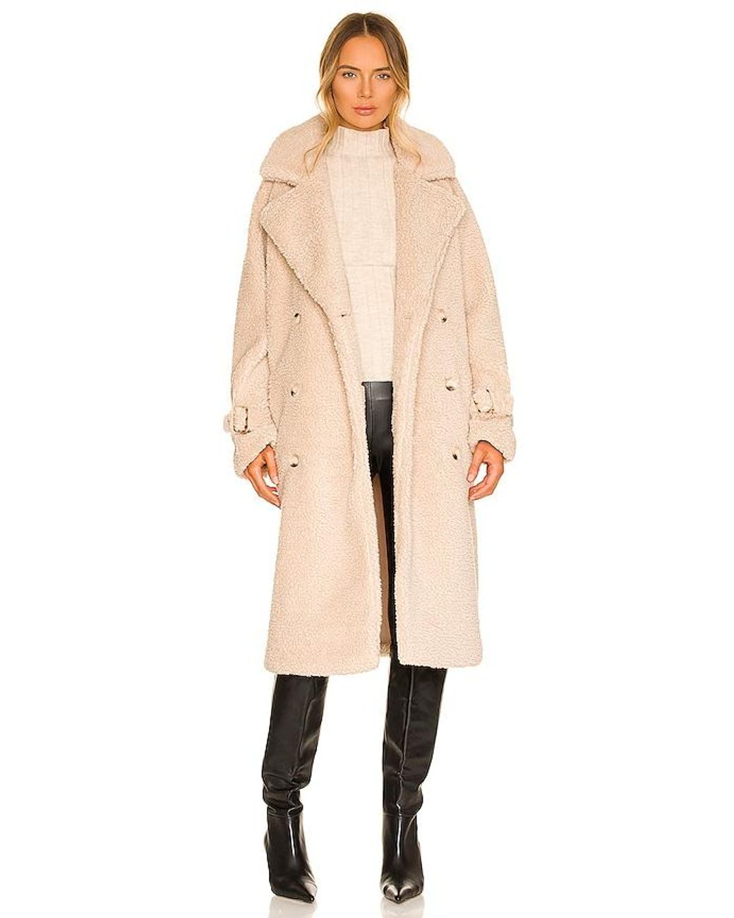 Lamarque Natural Malani Faux Fur Coat