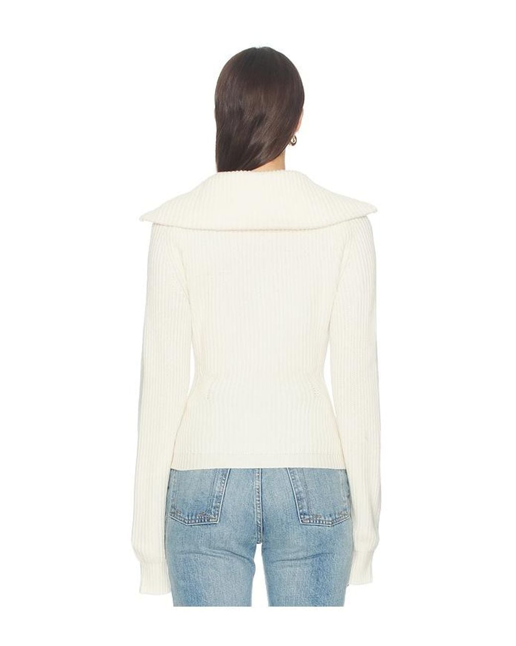Anine Bing White June Trucker Collar Sweater