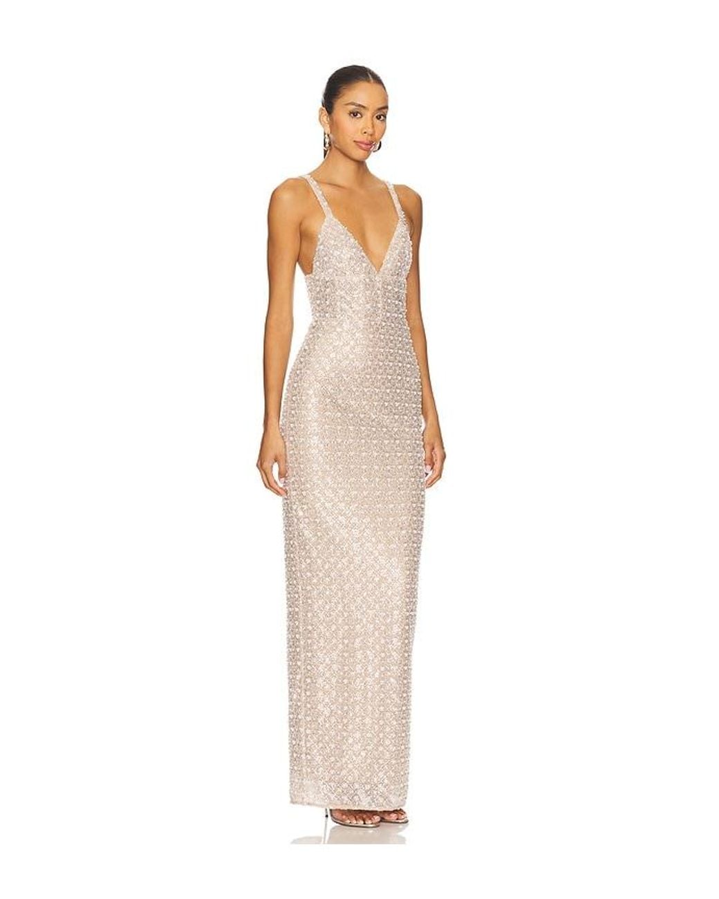 Bronx and Banco White Allegra Sequin Maxi Dress