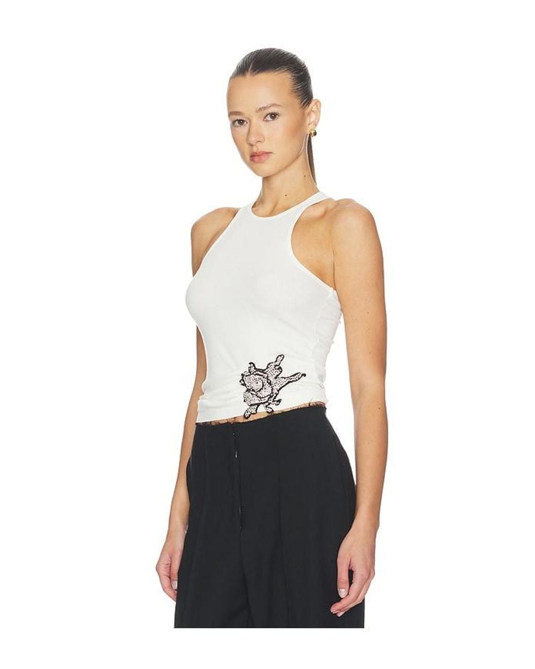 MOTHER OF ALL Black Ribbed Sunrose Tank Top