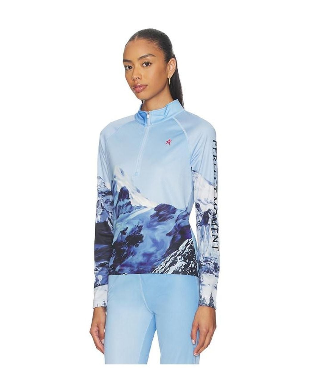Perfect Moment Blue 1/4 Zip Base Layer Top