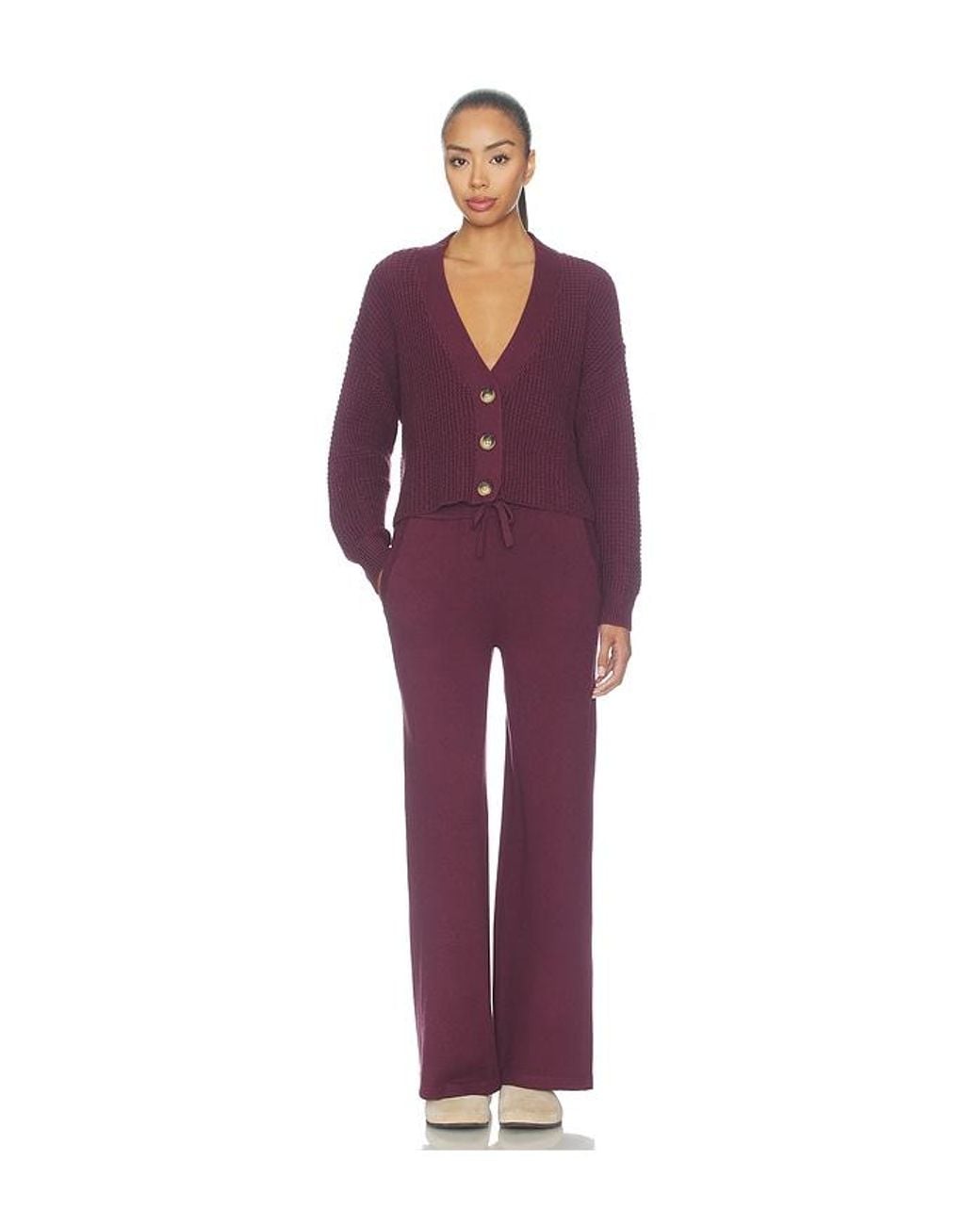 Eberjey Purple Recy Sweater Crop Cardigan