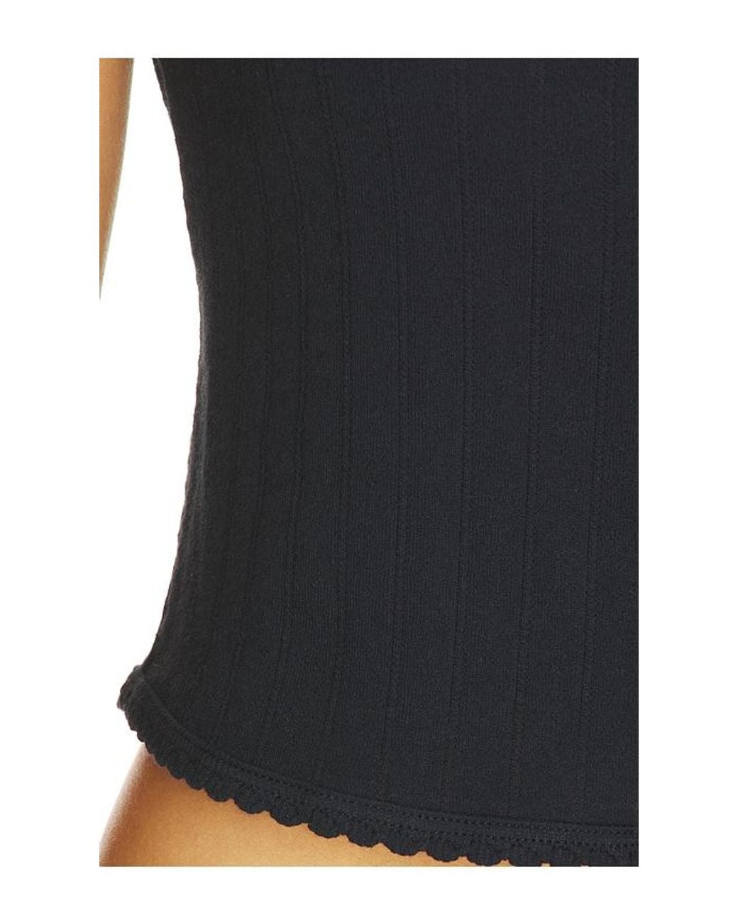 Leset Blue Pointelle Button Down Tank