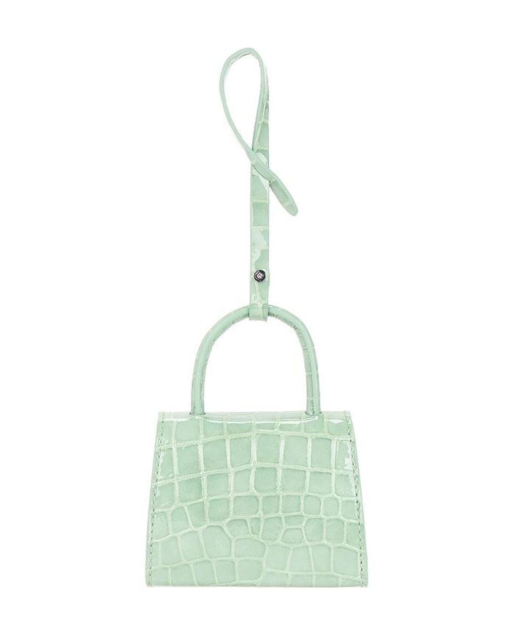 By Far Green Mini Mini Croco Embossed Card Holder