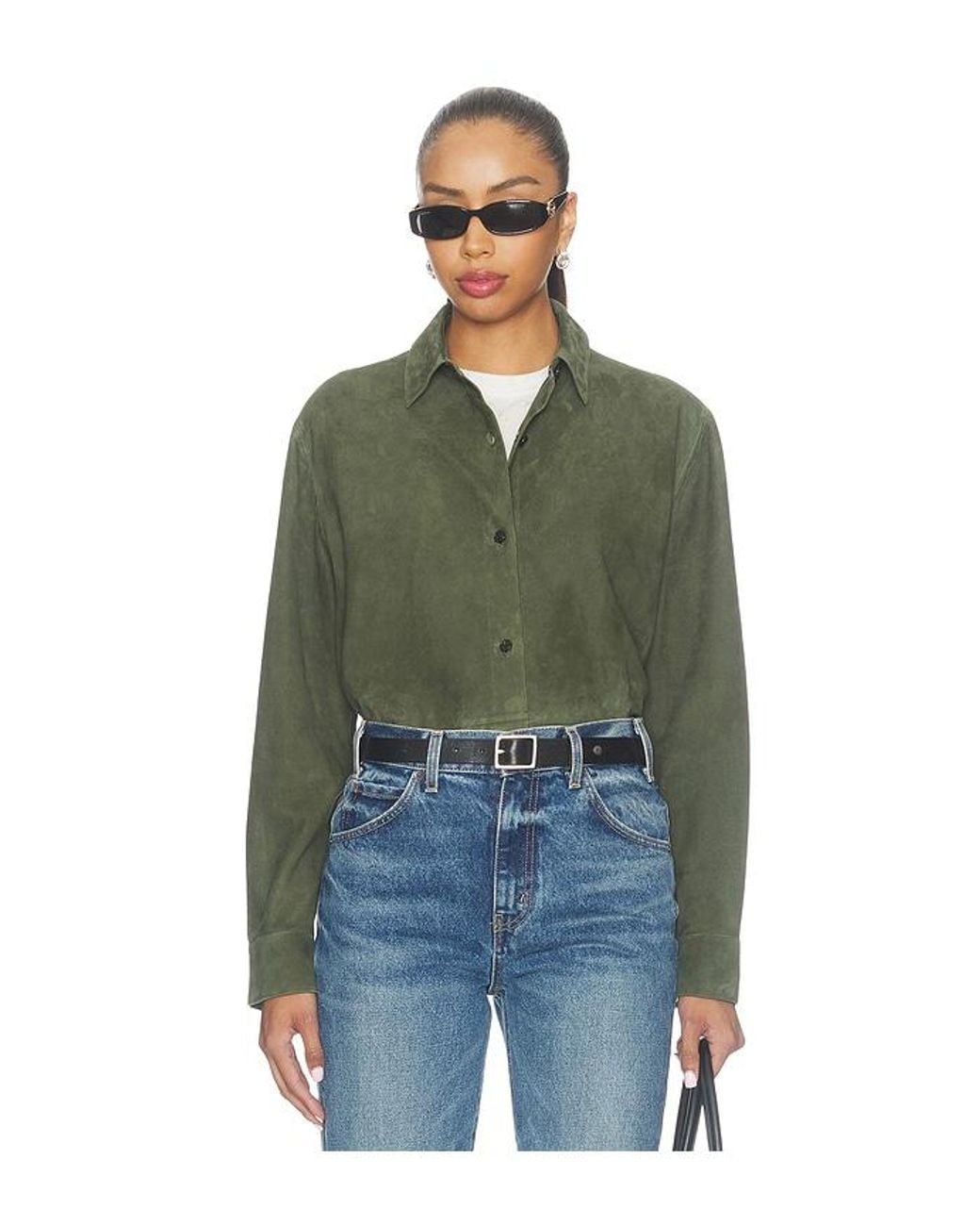 Theory Green Classic Menswear Shirt