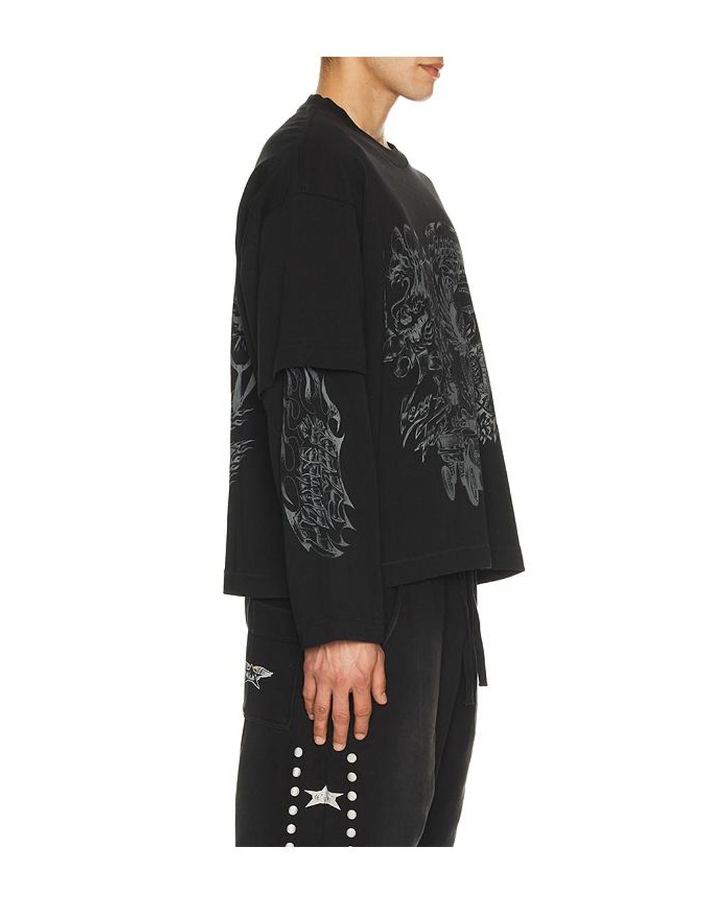 JUNGLES Black Loud Noises Long Sleeve Tee for men