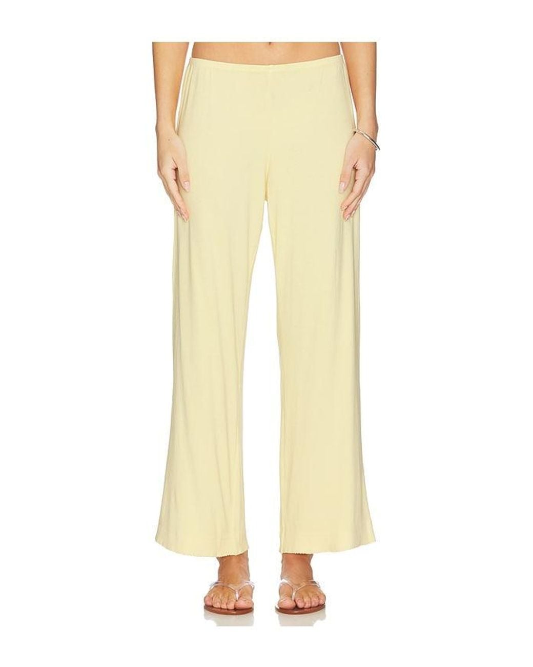 DONNI. Yellow The Baby Rib Scallop Pant