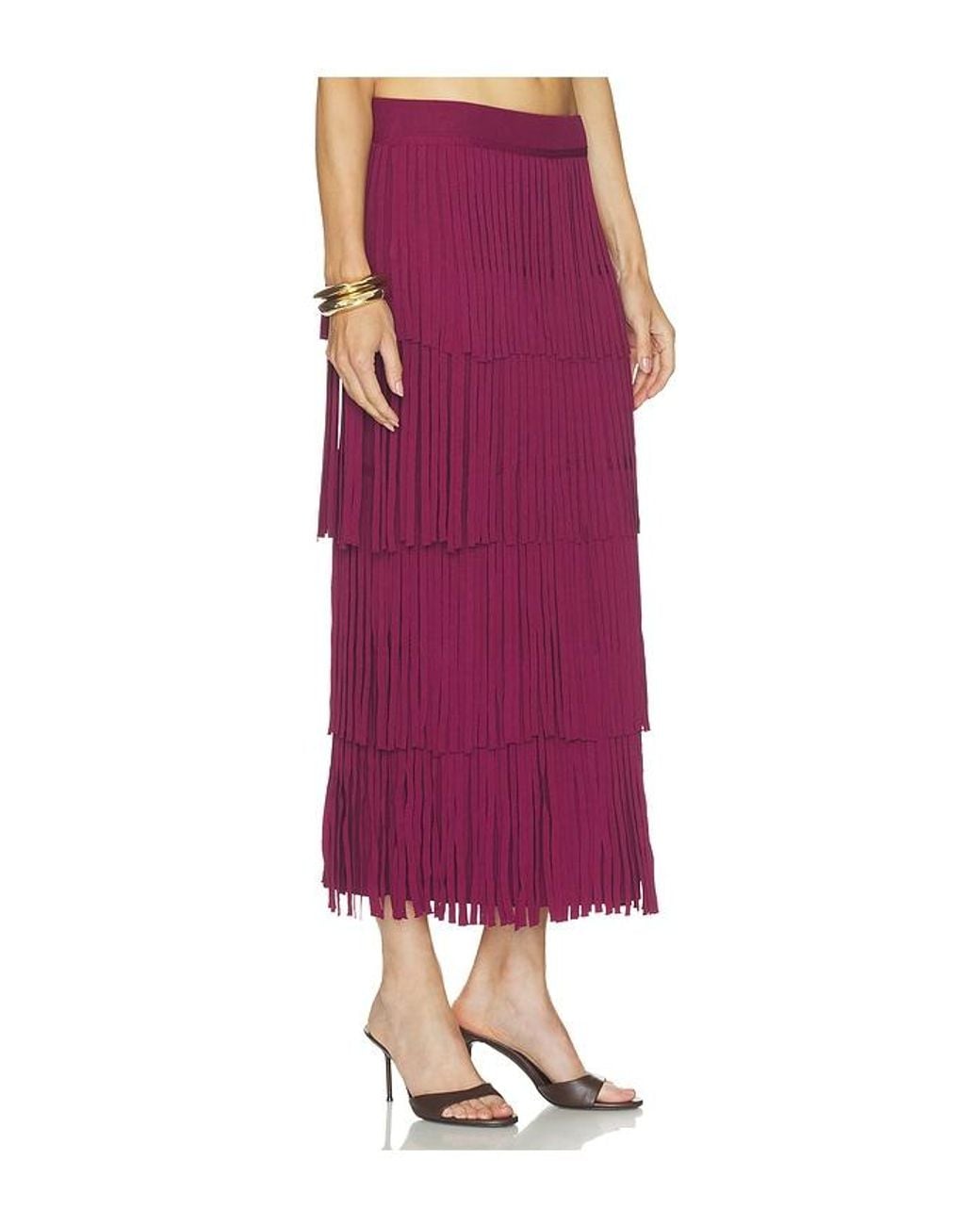 Simon Miller Red Za Za Knit Fringe Skirt