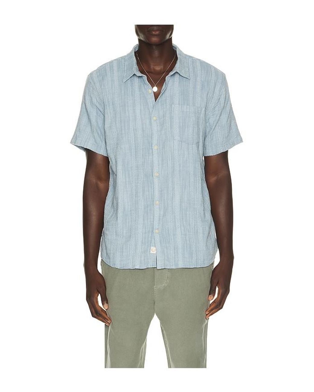Marine Layer Blue Classic Stretch Selvage Shirt for men