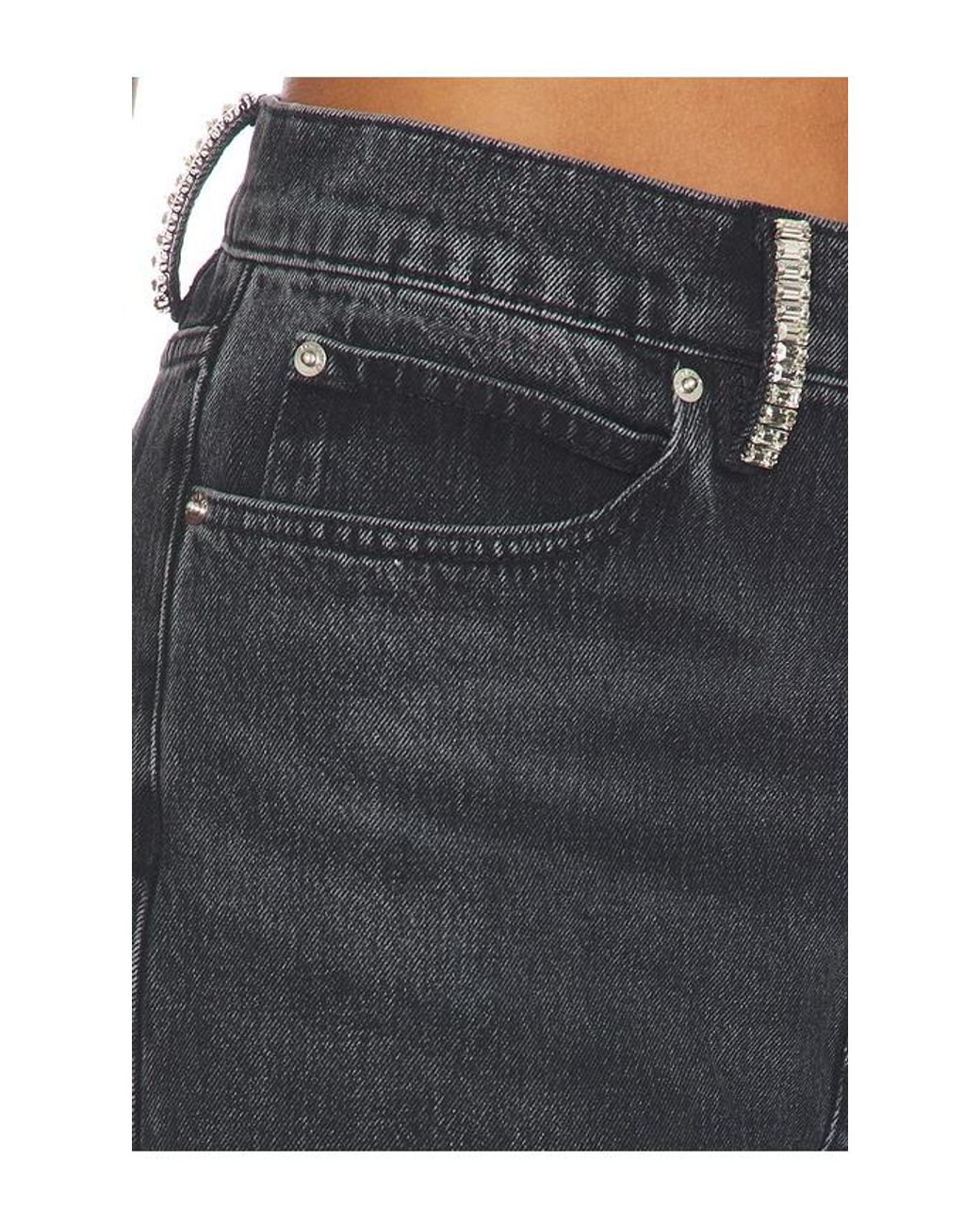 Alexander Wang Black Float Mid Rise Relaxed Jeans With Crystal Beltloops