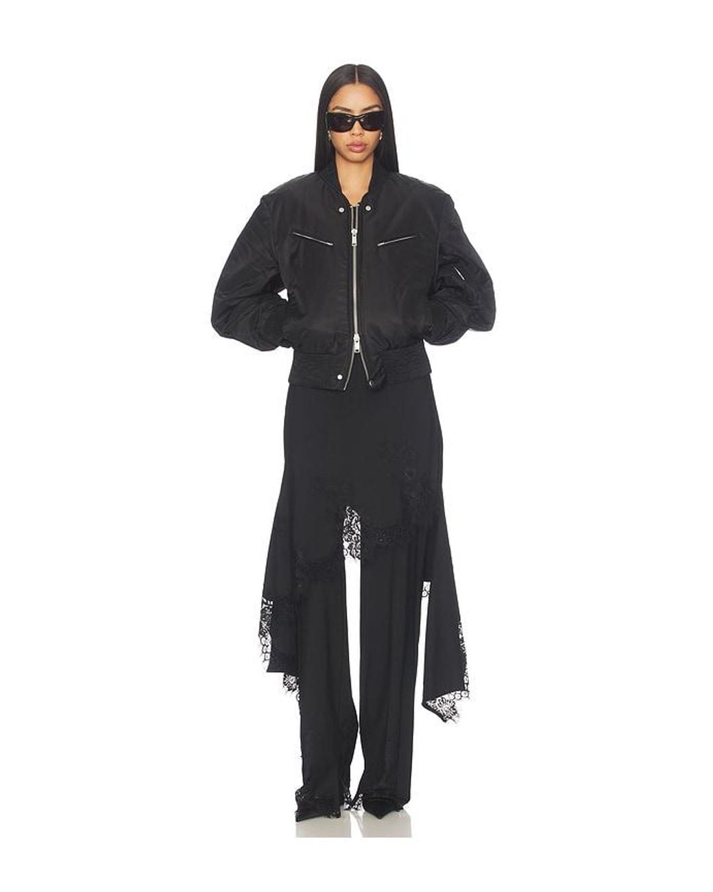 Monse Black Deconstructed Tailored Lace Hem Skirt Trouser
