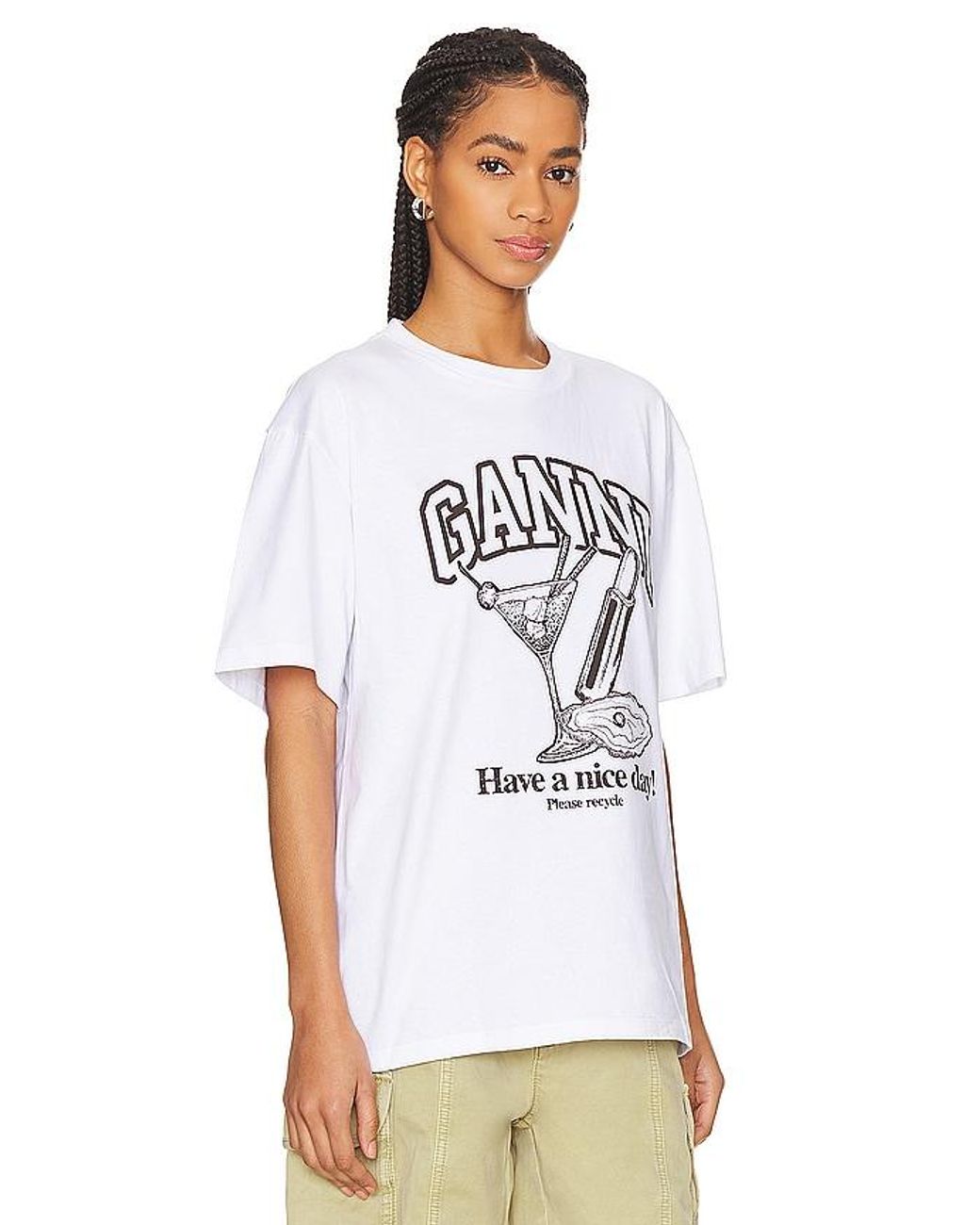 GANNI ホワイト Tシャツ グラフィックプリント 楽天市場】ガニー GANNI Tシャツ レディース ホワイト BRIGHT