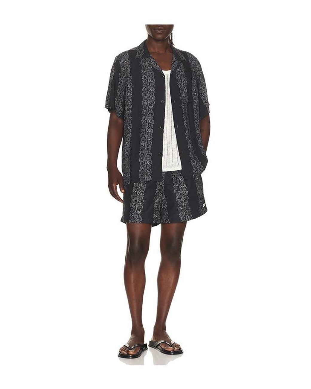 Bather Black Fiesta Printed Camp Shirt for men